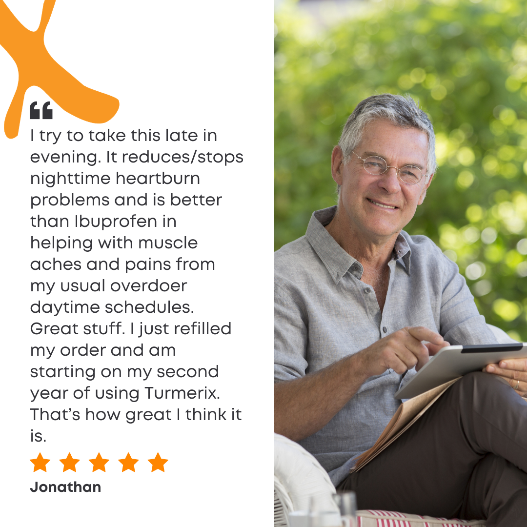  testimonial, reduces nighttime heartburn, better than ibuprofen in helping with muscle aches and pains